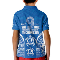FSM Yap States Kid Polo Shirt Micronesia Six 9 One Polynesian Tribal Pattern
