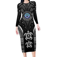 FSM Micronesia Six 9 One Family Matching Long Sleeve Bodycon Dress and Hawaiian Shirt Polynesian Tribal Pattern