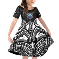 FSM Micronesia Six 9 One Family Matching Off Shoulder Short Dress and Hawaiian Shirt Polynesian Tribal Pattern