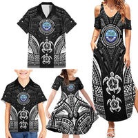 FSM Micronesia Six 9 One Family Matching Summer Maxi Dress and Hawaiian Shirt Polynesian Tribal Pattern