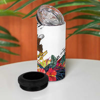 American Samoa Flag Day Since 1900 4 in 1 Can Cooler Tumbler Samoa Muamua Le Atua Tropical Flowers LT9 - Polynesian Pride