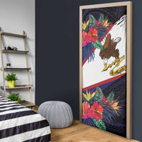 American Samoa Flag Day Since 1900 Door Cover Samoa Muamua Le Atua Tropical Flowers - Polynesian Pride