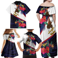 American Samoa Flag Day Since 1900 Family Matching Off Shoulder Maxi Dress and Hawaiian Shirt Samoa Muamua Le Atua Tropical Flowers