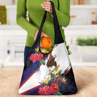 American Samoa Flag Day Since 1900 Grocery Bag Samoa Muamua Le Atua Tropical Flowers