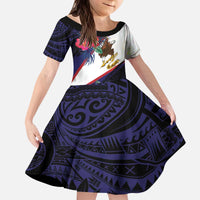 American Samoa Flag Day Since 1900 Kid Short Sleeve Dress Samoa Muamua Le Atua Tropical Flowers