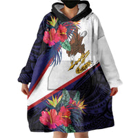 American Samoa Flag Day Since 1900 Wearable Blanket Hoodie Samoa Muamua Le Atua Tropical Flowers