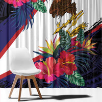 American Samoa Flag Day Since 1900 Window Curtain Samoa Muamua Le Atua Tropical Flowers