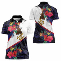 American Samoa Flag Day Since 1900 Women Polo Shirt Samoa Muamua Le Atua Tropical Flowers