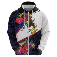 American Samoa Flag Day Since 1900 Zip Hoodie Samoa Muamua Le Atua Tropical Flowers
