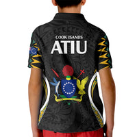 Polynesian Pride Atiu Island Kid Polo Shirt Cook Islands Tribal Wave Style LT9 - Polynesian Pride