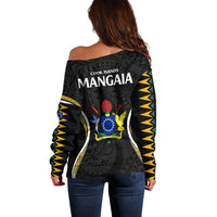 Polynesian Pride Mangaia Island Off Shoulder Sweater Cook Islands Tribal Wave Style LT9 - Polynesian Pride