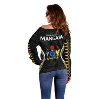 Polynesian Pride Mangaia Island Off Shoulder Sweater Cook Islands Tribal Wave Style LT9 - Polynesian Pride