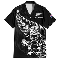 New Zealand Rugby Custom Family Matching Short Sleeve Bodycon Dress and Hawaiian Shirt Opango All Black Fern LT9 Dad's Shirt - Short Sleeve Black - Polynesian Pride
