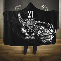 New Zealand Rugby Custom Hooded Blanket Opango All Black Fern