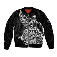 New Zealand Kiwi Rugby Bomber Jacket LT9 Unisex Black - Polynesian Pride