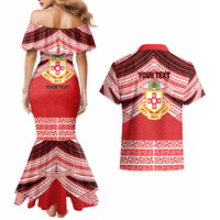 Personalised Kolisi Tonga College Atele Couples Matching Mermaid Dress and Hawaiian Shirt Polynesian Ngatu Tribal