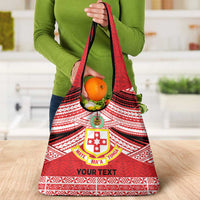 Personalised Kolisi Tonga College Atele Grocery Bag Polynesian Ngatu Tribal