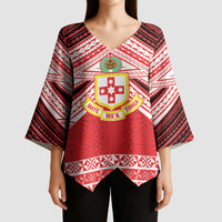 Personalised Kolisi Tonga College Atele Kimono Sleeve Blouse Polynesian Ngatu Tribal - Polynesian Pride