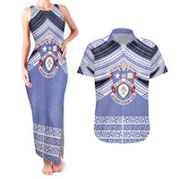 Personalised Tonga Apifoou College Couples Matching Tank Maxi Dress and Hawaiian Shirt Polynesian Ngatu Tribal