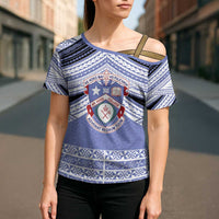 Personalised Tonga Apifoou College Cross Shoulder Shirt Polynesian Ngatu Tribal - Polynesian Pride