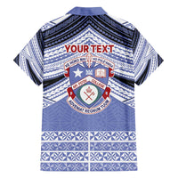 Personalised Tonga Apifoou College Family Matching Off The Shoulder Long Sleeve Dress and Hawaiian Shirt Polynesian Ngatu Tribal