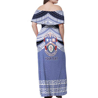 Personalised Tonga Apifoou College Family Matching Off Shoulder Maxi Dress and Hawaiian Shirt Polynesian Ngatu Tribal
