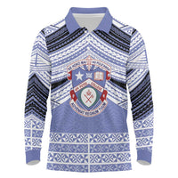 Personalised Tonga Apifoou College Long Sleeve Polo Shirt Polynesian Ngatu Tribal