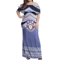 Personalised Tonga Apifoou College Off Shoulder Maxi Dress Polynesian Ngatu Tribal