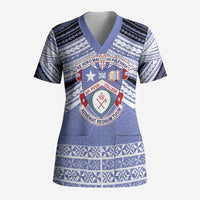 Personalised Tonga Apifoou College Scrub Top Polynesian Ngatu Tribal - Polynesian Pride
