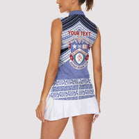 Personalised Tonga Apifoou College Women Sleeveless Polo Shirt Polynesian Ngatu Tribal