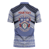 Personalised Tonga Apifoou College Zipper Polo Shirt Polynesian Ngatu Tribal - Polynesian Pride