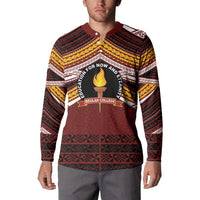 Personalised Tonga Beulah College Button Sweatshirt Polynesian Ngatu Tribal