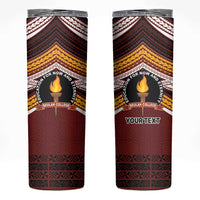 Personalised Tonga Beulah College Skinny Tumbler Polynesian Ngatu Tribal