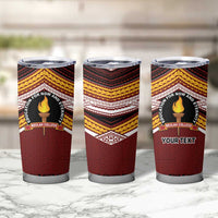 Personalised Tonga Beulah College Tumbler Cup Polynesian Ngatu Tribal