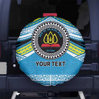 Personalised Tonga Lavengamalie College Spare Tire Cover Polynesian Ngatu Tribal LT9 No hole Blue - Polynesian Pride