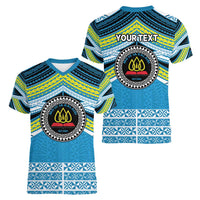 Personalised Tonga Lavengamalie College Women V-Neck T-Shirt Polynesian Ngatu Tribal