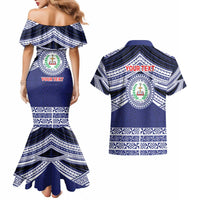 Personalised Tonga Sia'atoutai Theological College Couples Matching Mermaid Dress and Hawaiian Shirt Polynesian Ngatu Tribal