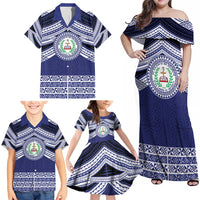 Personalised Tonga Sia'atoutai Theological College Family Matching Off Shoulder Maxi Dress and Hawaiian Shirt Polynesian Ngatu Tribal