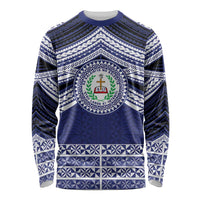 Personalised Tonga Sia'atoutai Theological College Long Sleeve Shirt Polynesian Ngatu Tribal