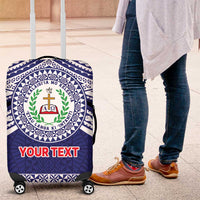 Personalised Tonga Sia'atoutai Theological College Luggage Cover Polynesian Ngatu Tribal LT9 Blue - Polynesian Pride