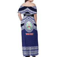 Personalised Tonga Sia'atoutai Theological College Off Shoulder Maxi Dress Polynesian Ngatu Tribal