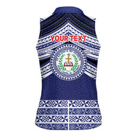 Personalised Tonga Sia'atoutai Theological College Women Sleeveless Polo Shirt Polynesian Ngatu Tribal