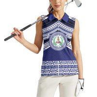 Personalised Tonga Sia'atoutai Theological College Women Sleeveless Polo Shirt Polynesian Ngatu Tribal