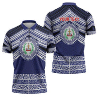 Personalised Tonga Sia'atoutai Theological College Zipper Polo Shirt Polynesian Ngatu Tribal - Polynesian Pride