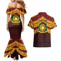 Personalised Tonga Vava'u High School Couples Matching Mermaid Dress and Hawaiian Shirt Polynesian Ngatu Tribal
