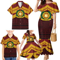 Personalised Tonga Vava'u High School Family Matching Mermaid Dress and Hawaiian Shirt Polynesian Ngatu Tribal