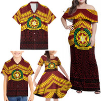 Personalised Tonga Vava'u High School Family Matching Off Shoulder Maxi Dress and Hawaiian Shirt Polynesian Ngatu Tribal
