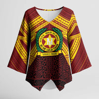 Personalised Tonga Vava'u High School Kimono Sleeve Blouse Polynesian Ngatu Tribal - Polynesian Pride