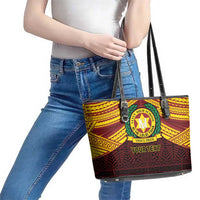 Personalised Tonga Vava'u High School Leather Tote Bag Polynesian Ngatu Tribal