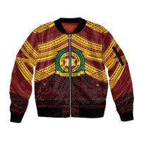 Personalised Tonga Vava'u High School Sleeve Zip Bomber Jacket Polynesian Ngatu Tribal